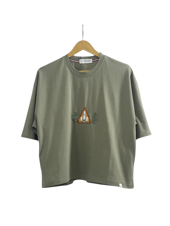 تیشرت کراپ گلدوزی خونه رنگ سبز