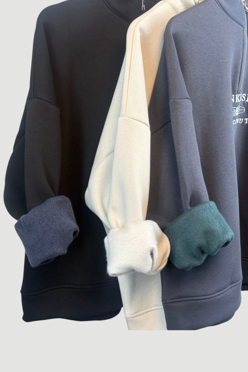 دورس نیم زیپ سه نخ داخلی کرکی رنگ گرم،مشکی،نوک مدادی