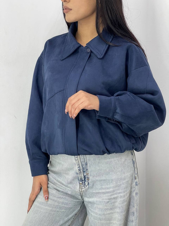 بامبر جکت جیر آستر دار رنگ سورمه ای