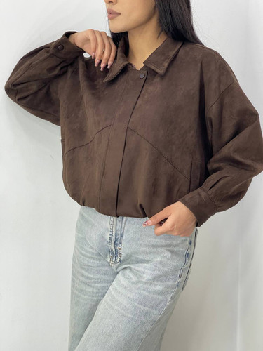 بامبر جکت جیر آستردار رنگ قهوه ای