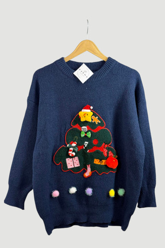 بلوز بافت کریسمی رنگ سورمه ای