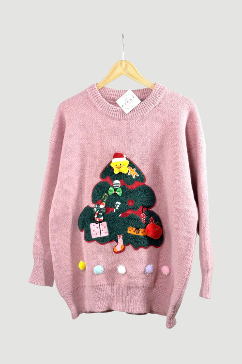 بلوز بافت کریسمی رنگ صورتی