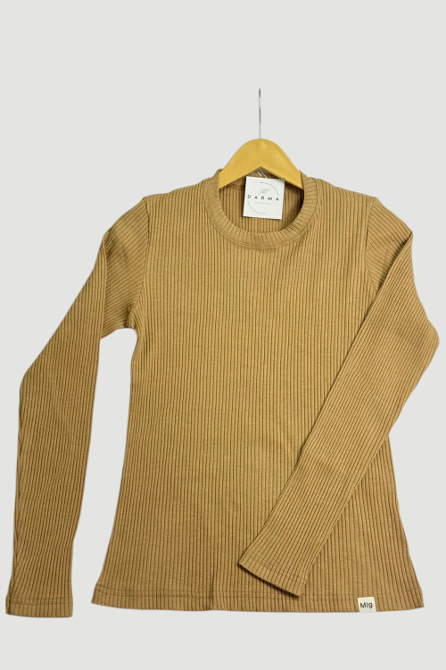 بلوز یقه گرد کبریتی رنگ نسکافه ای