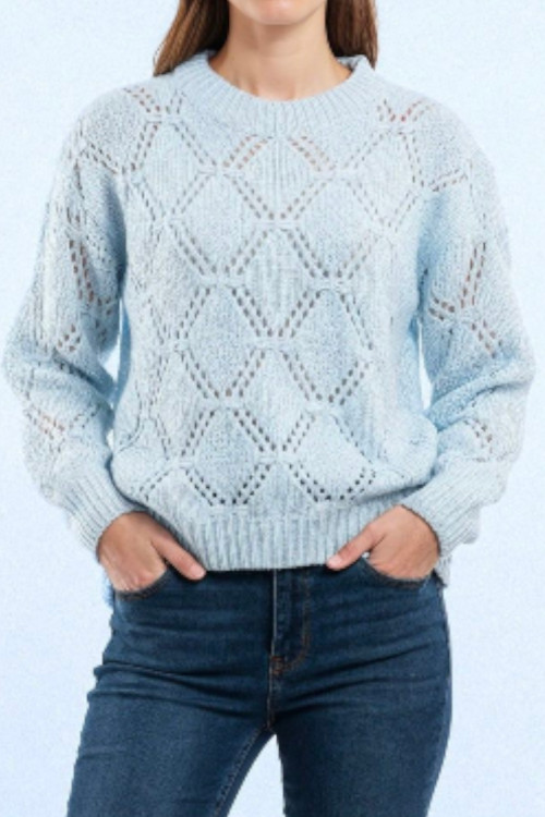 بلوز بافت نرم فری سایز رنگ آبی روشن