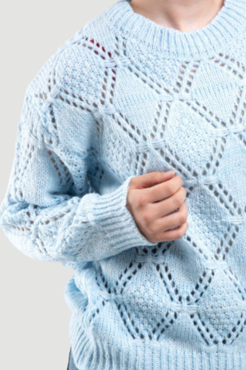 بلوز بافت نرم فری سایز رنگ آبی روشن