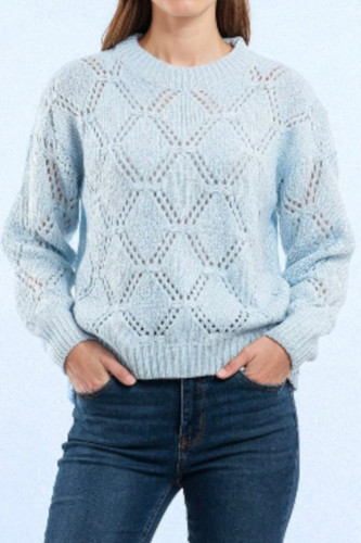 بلوز بافت نرم فری سایز رنگ آبی روشن