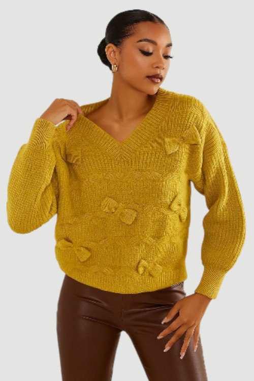 بافت نرم پاپیونی رنگ خردلی