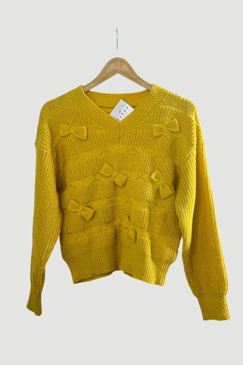 بافت نرم پاپیونی رنگ خردلی