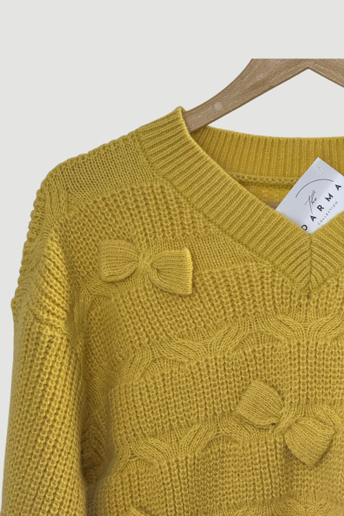 بافت نرم پاپیونی رنگ خردلی