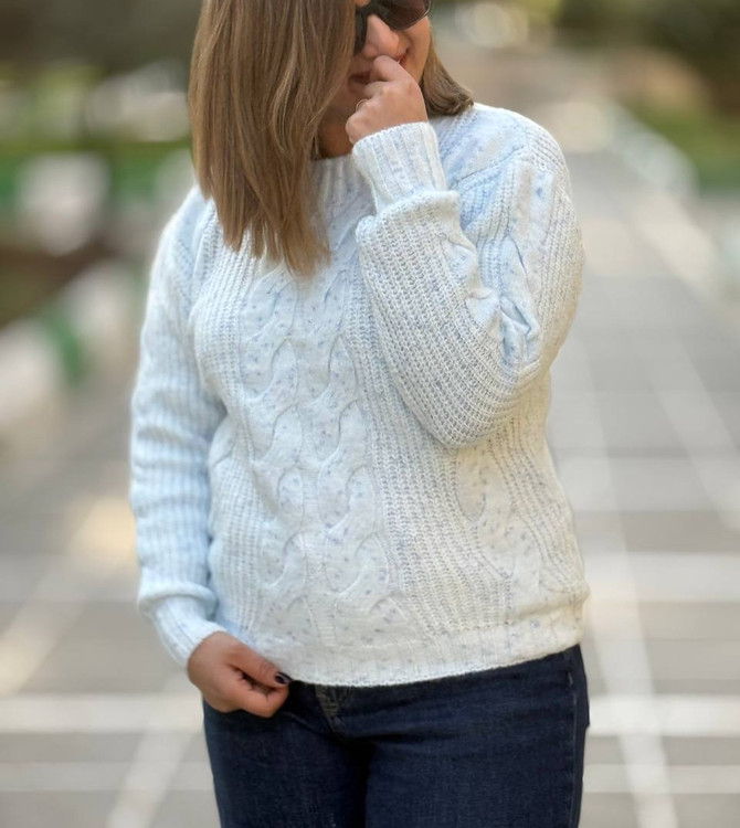 بلوز بافت برفی رنگ آبی