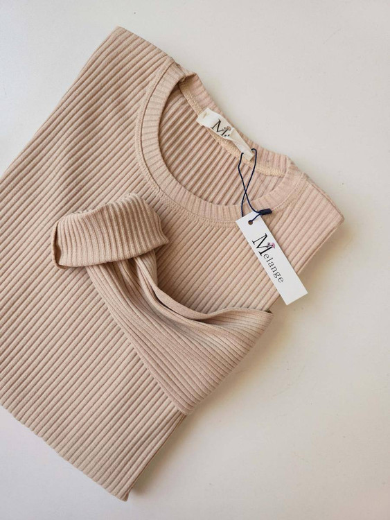 بلوز یقه گرد کبریتی رنگ کرم